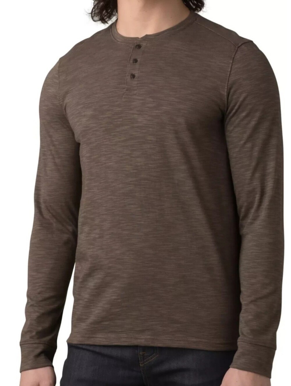 Prana Men's Ronnie Henley II Organic Cotton Dark Iron Heather Size Large NEW